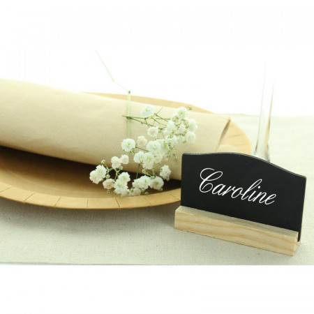 Lot de 4 marques-places en ardoise et bois, 7,5 cm x 5,1 cm, mariage, anniversaire, naturel vintage champêtre