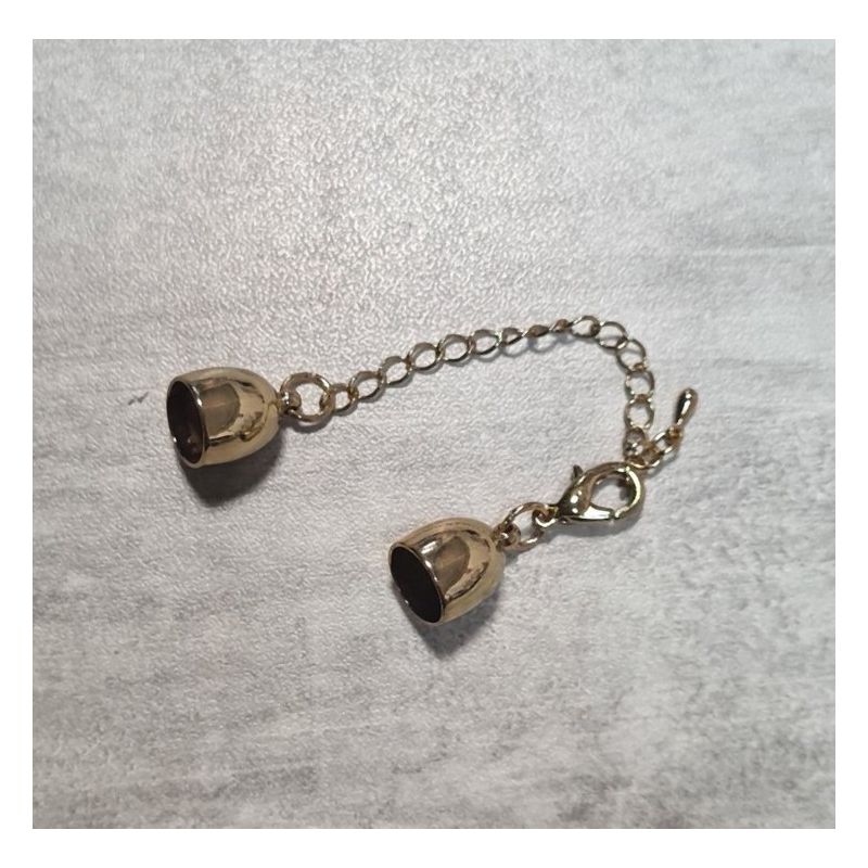 Embouts creux dorés ø 10 mm, pour collier avec 7 cm de chaînette de réglage