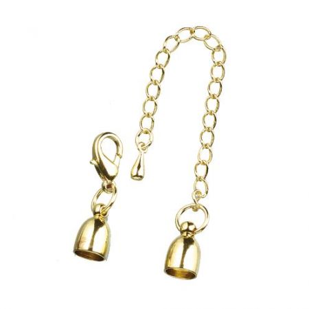 Embouts creux dorés ø 10 mm, pour collier avec 7 cm de chaînette de réglage