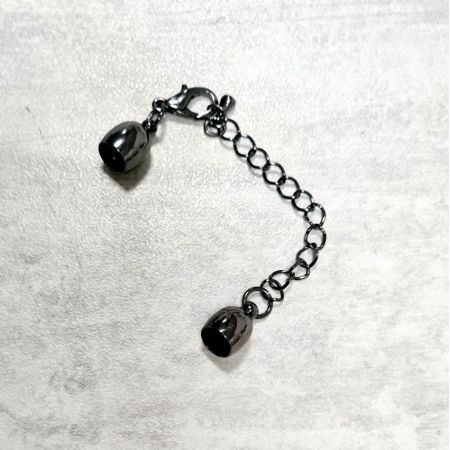 Lot de 3 Embouts creux Couleur Onyx ø 6 mm, pour collier, avec 7 cm de chaînette de réglage