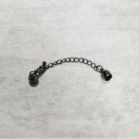 Lot de 3 Embouts creux Couleur Onyx ø 6 mm, pour collier, avec 7 cm de chaînette de réglage