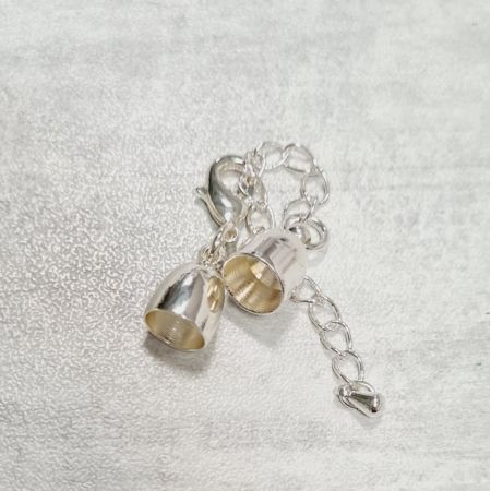 Lot de 3 Embouts creux argentés ø 6 mm, pour collier avec 7 cm de chaînette de réglage