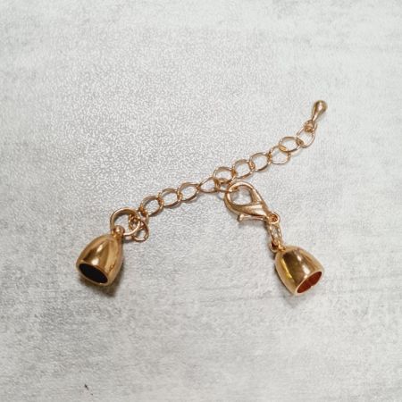 Goldfarbene Endkappen Hohl ø 10 mm, für Halskette mit 7 cm Verstellkette