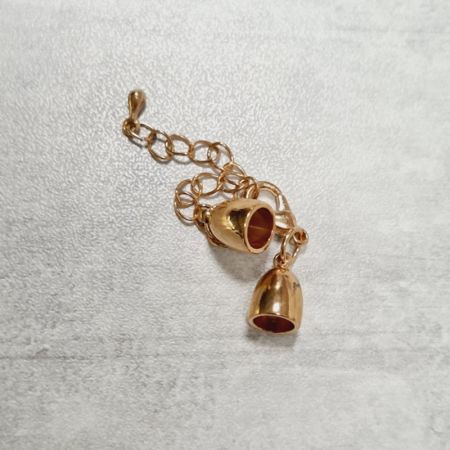 Lot de 3 Embouts creux dorés ø 6 mm, pour collier avec 7 cm de chaînette de réglage