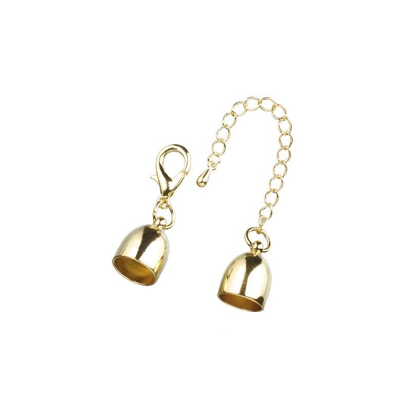 Lot de 3 Embouts creux dorés ø 6 mm, pour collier avec 7 cm de chaînette de réglage