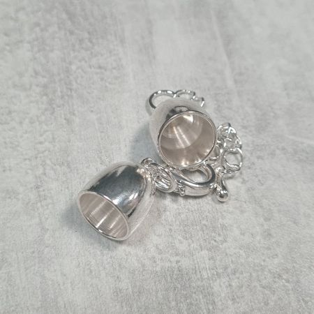Lot de 3 Embouts creux argentés ø 8 mm, pour collier avec 7 cm de chaînette de réglage