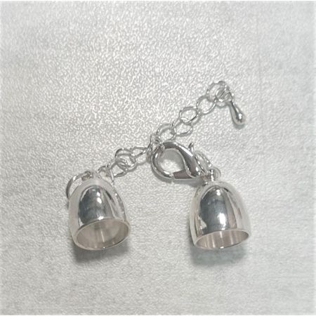 Lot de 3 Embouts creux argentés ø 8 mm, pour collier avec 7 cm de chaînette de réglage