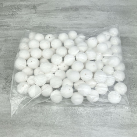 Lot de 100 Boules de 2,5 cm en ouate de cellulose, Billes blanches en coton compressé de 25mm avec trou