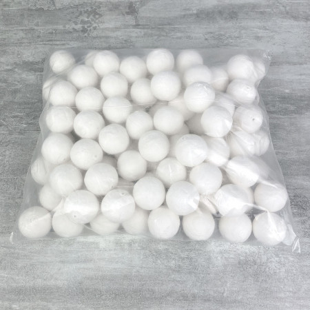 Lot de 50 Boules de 3 cm en ouate de cellulose, Billes blanches en coton compressé de 30mm avec trou