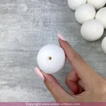 Lot de 8 Boules de 4 cm en ouate de cellulose, Billes blanches en coton compressé de 40mm avec trou
