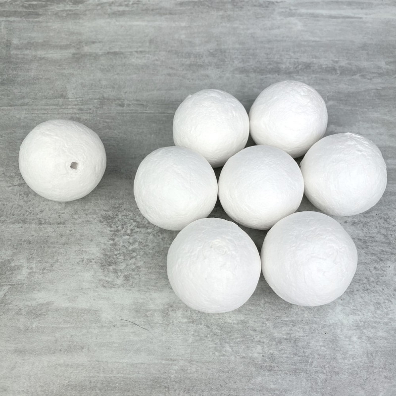 Lot de 8 Boules de 4 cm en ouate de cellulose, Billes blanches en coton compressé de 40mm avec trou