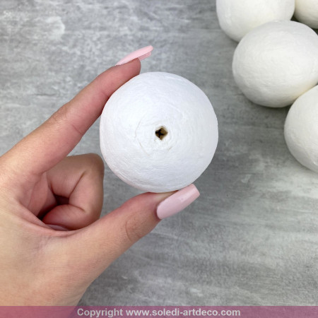 Lot de 50 Boules de 5 cm en ouate de cellulose, Billes blanches en coton compressé de 50mm avec trou