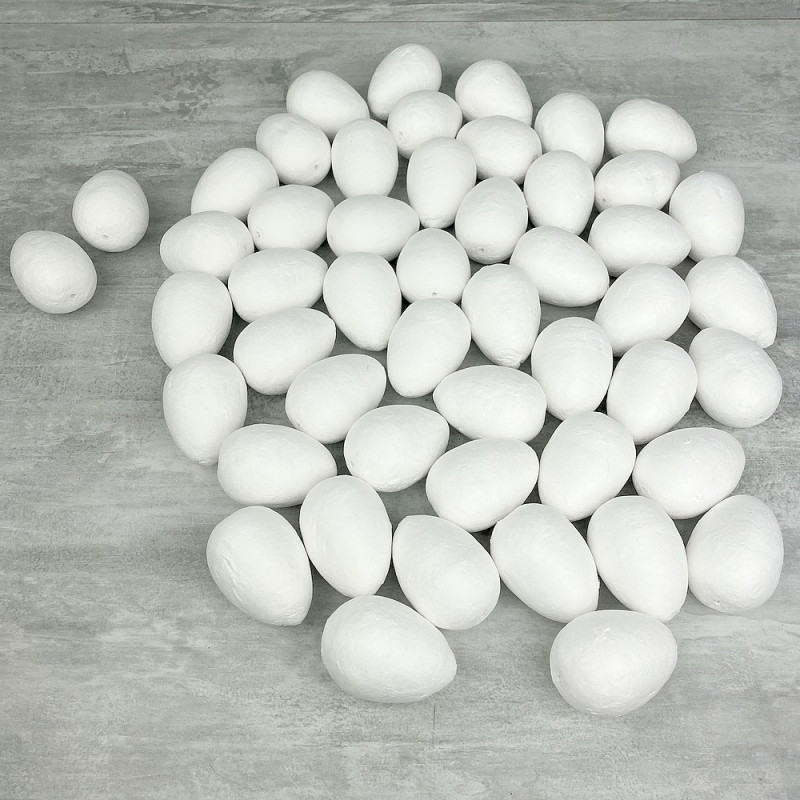 Lot de 50 Oeufs de poule de 6 cm en Ouate de cellulose, avec trou de suspension, en coton compressé