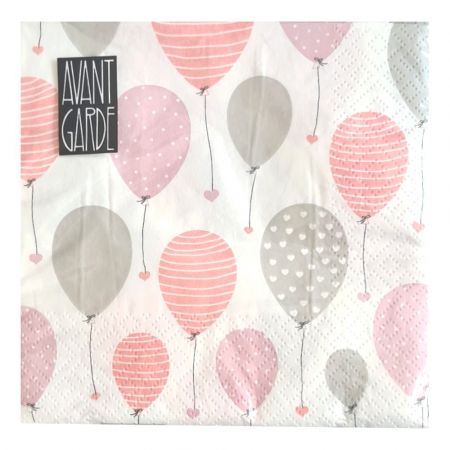 Gros lot 100 serviettes en papier motif Ballons sur fond Blanc, 33 x 33 cm, fête et baby shower