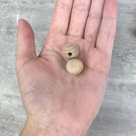 Gros Lot 50 Boules demi-percées 15 mm en bois de hêtre, perçage 4 mm