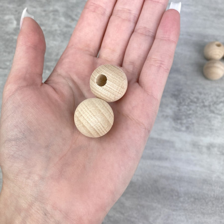 Gros Lot 50 Boules demi-percées 20 mm en bois de hêtre, perçage 6 mm