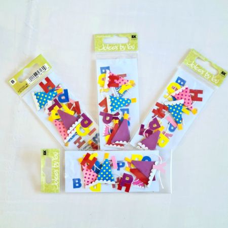 Jolee's Stickers, 4 banderoles colorées Happy Birthday, 16 chapeaux, scrapbooking anniversaire