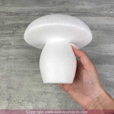 Lot de 2 Grands champignons en polystyrène, 13 cm, Diam. du chapeau 14 cm