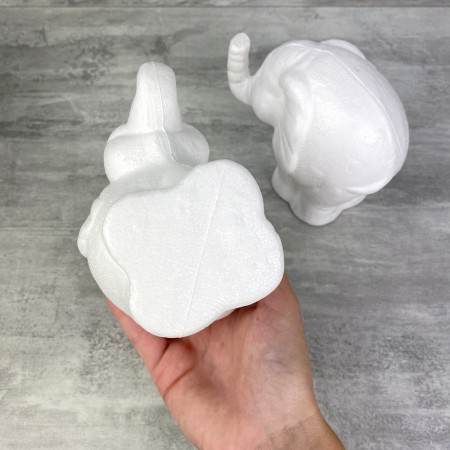 Lot de 2 éléphants en polystyrène, hauteur 11 cm, à décorer, animal de la savane, dumbo