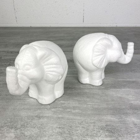 Lot de 2 éléphants en polystyrène, hauteur 11 cm, à décorer, animal de la savane, dumbo