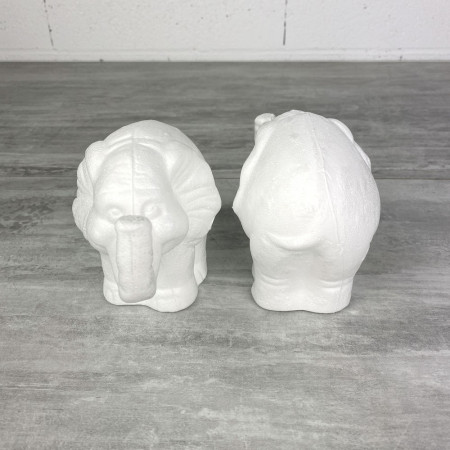 Lot de 2 éléphants en polystyrène, hauteur 11 cm, à décorer, animal de la savane, dumbo
