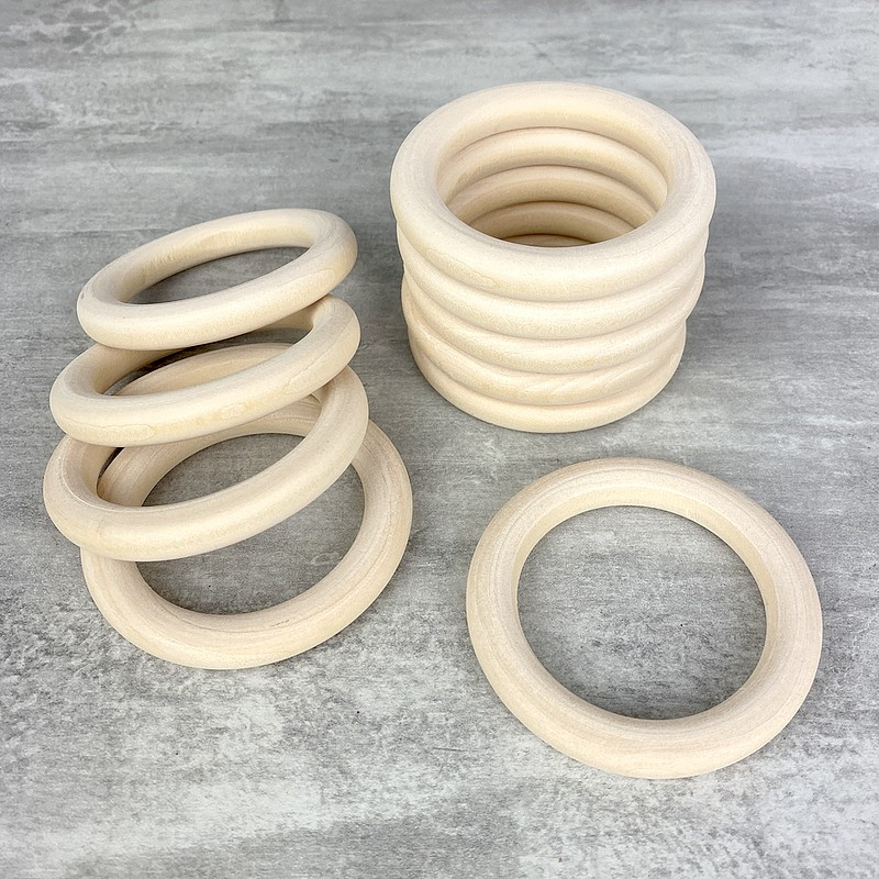 Lot de 10 anneaux en bois, diamètre 6,8 cm, pour macramé, bijoux et tétine