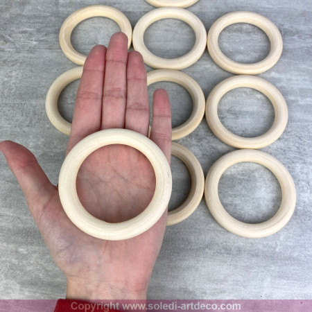 Lot de 10 anneaux en bois, diamètre 6,8 cm, pour macramé, bijoux et tétine