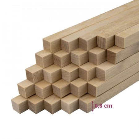Lot de 10 bâtons en bois carré, longueur 30 cm, diam. 0,8 cm, tiges bâtonnets macramé