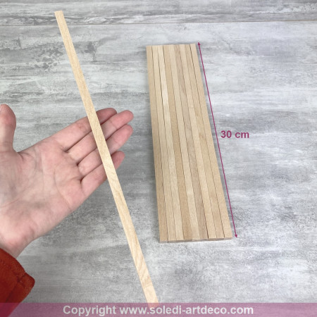 Lot de 10 bâtons en bois carré, longueur 30 cm, diam. 0,8 cm, tiges bâtonnets macramé