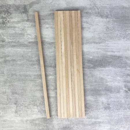 Lot de 10 bâtons en bois carré, longueur 30 cm, diam. 0,8 cm, tiges bâtonnets macramé