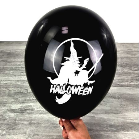 Lot 24 Ballons Halloween avec Citrouille Fantôme Orange et Noir, Diam. 28 cm, en latex