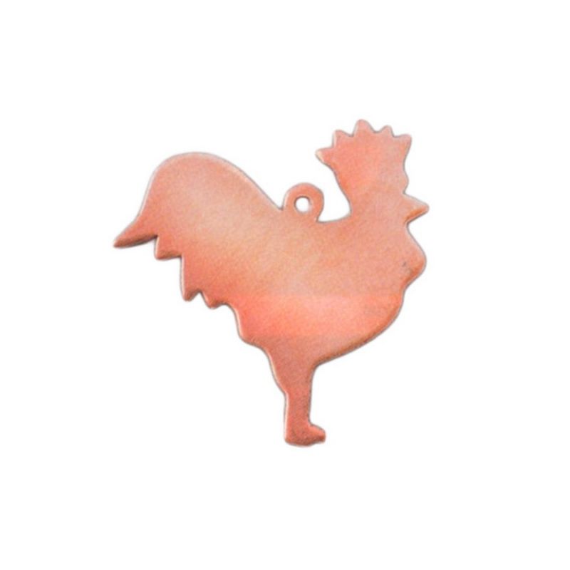 Lot de 10 Pendentifs en cuivre Coq 1 trou, ébauche 2,8 cm,épais. 8 mm, pour émaillage