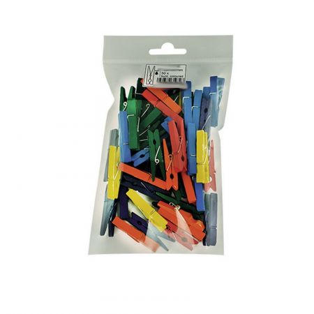 Lot 50 pinces à linge en bois coloré, 4,5 x 1 x 0,7 cm, multicolore pour décoration