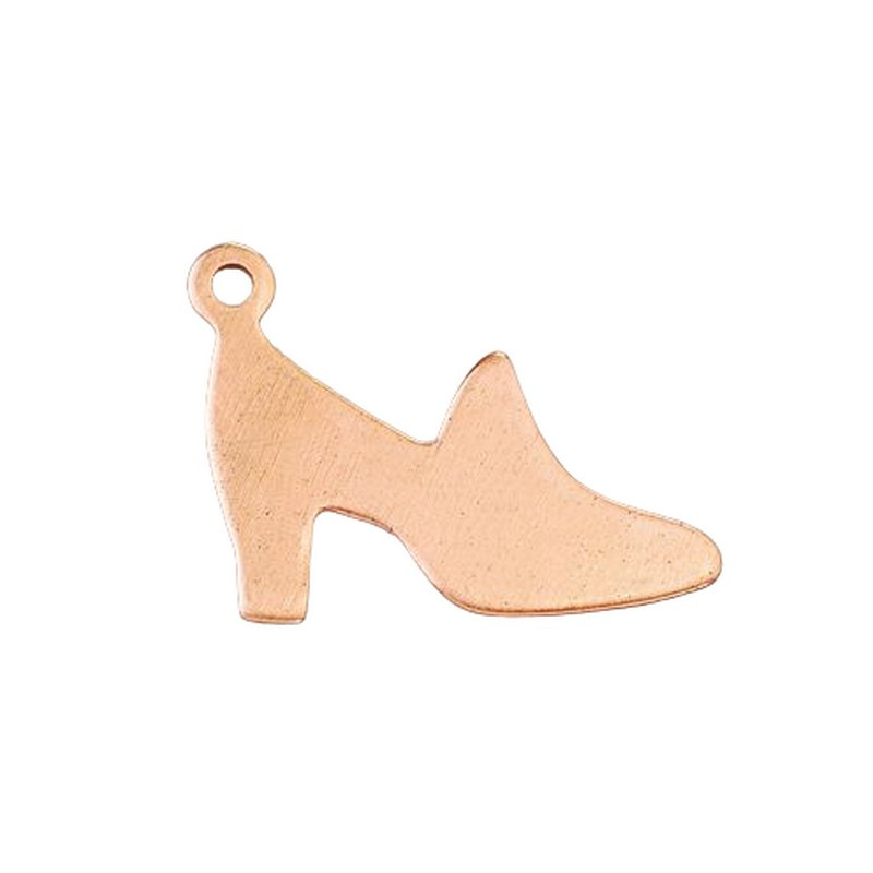 Set of 10 Copper Pendants, Shoes pump 2,6 x 1,2 cm, 0.8 mm thick, for enamelling