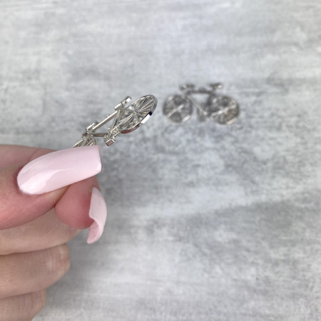 Set of 2 silver-colored bicycles, 3.5 x 2.1 cm, pendants to stick on Efcolor jewelry