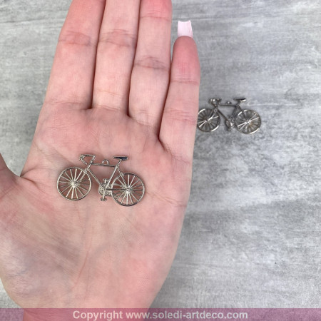 Lot de 2 vélos couleur argenté, 3,5 x 2,1 cm, pendentifs à coller sur bijoux Efcolor