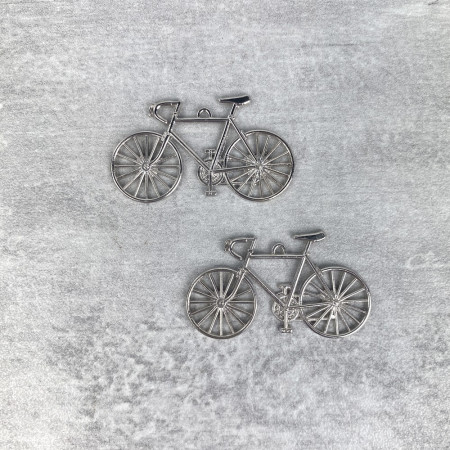 Lot de 2 vélos couleur argenté, 3,5 x 2,1 cm, pendentifs à coller sur bijoux Efcolor