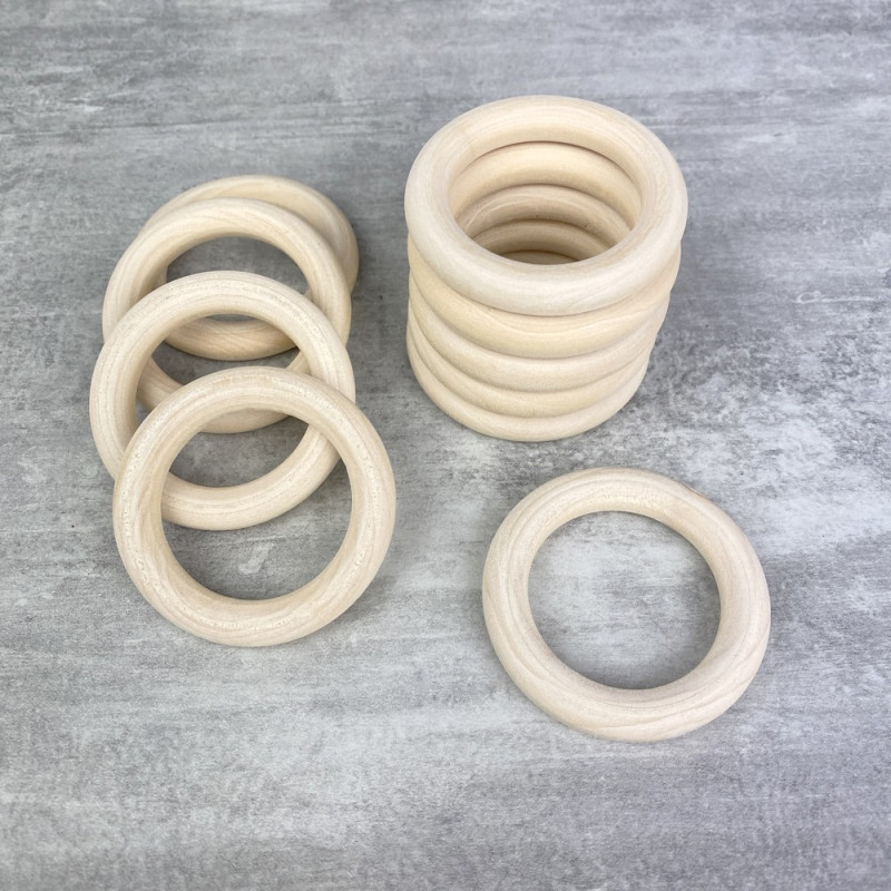 Lot de 10 anneaux en bois, diamètre 4,8 cm, pour macramé, bijoux et tétine