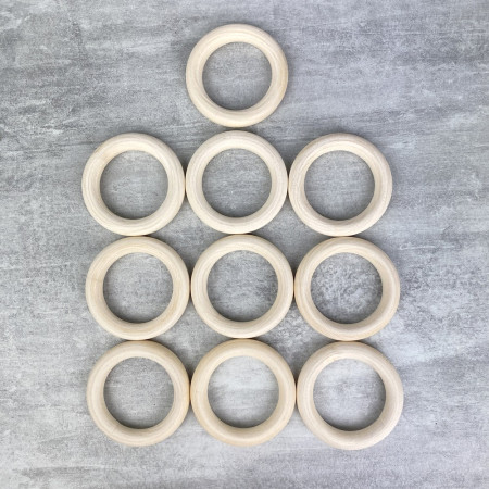 Set aus 10 Holzringe, Durchmesser 4,8 cm, für kreative Hobbys, Schmuck, Makramee und Schnuller