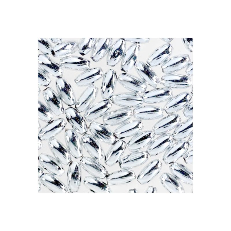 Silberfarbene Olivenperlen, 6 x 12 mm, Kunststoff, 60 Stück, zur Schmuckherstellung