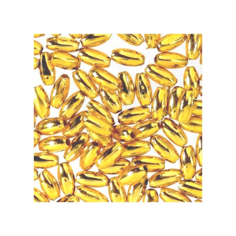 Olivenperlen, goldene Farbe, 4 x 8 mm, Kunststoff, 80 Stück, zur Schmuckherstellung