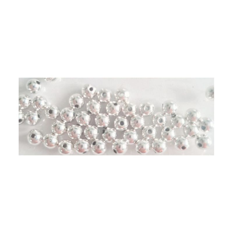 Silberfarbene runde Perlen, 4 mm, Kunststoff galvanisiert, 80 Stück, zur Schmuckherstellung
