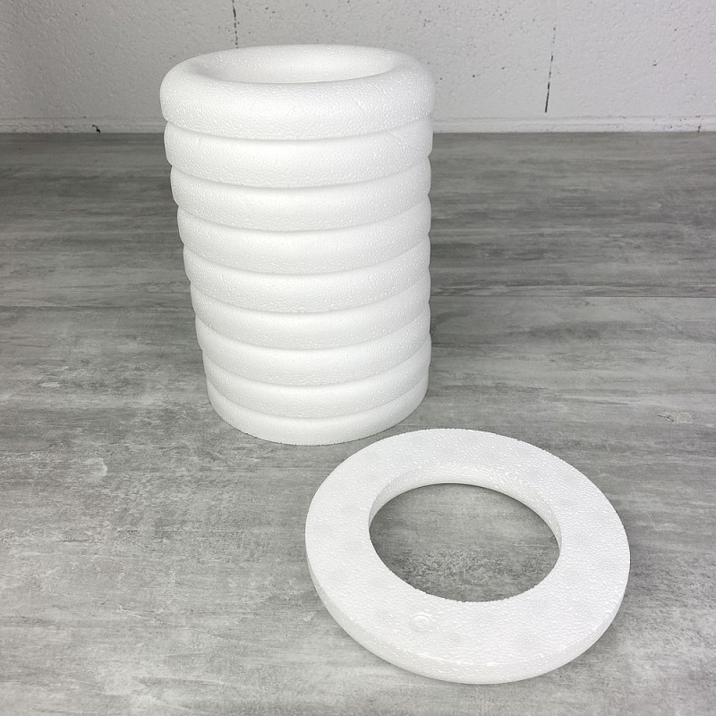 Lot de 10 Demi Anneaux de 17 cm en Polystyrène, Couronne à dos plat de 2 cm de haut