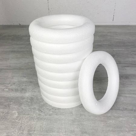 Lot de 10 Demi Anneaux de 17 cm en Polystyrène, Couronne à dos plat de 2 cm de haut