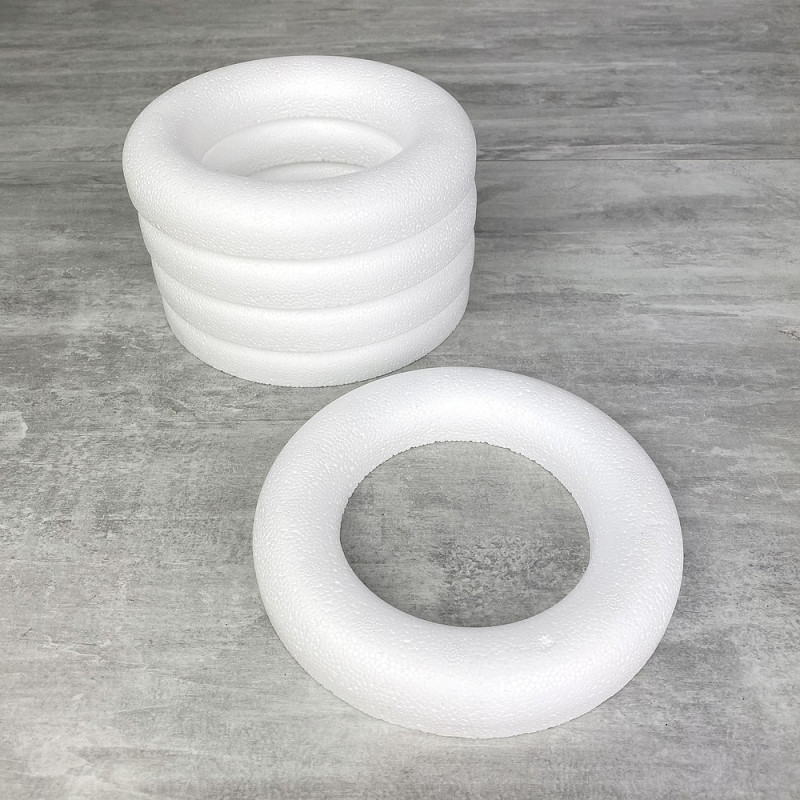 Lot de 5 Demi Anneaux de 17 cm en Polystyrène, Couronne à dos plat de 2 cm de haut