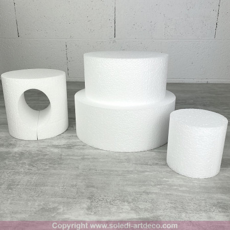 Pièce montée en Polystyrène ouverture ovale, 45 cm de haut, Base Ø 25cm à 10cm, 4 étages wedding cake cutout
