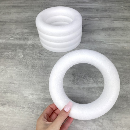Lot de 5 Demi Anneaux de 17 cm en Polystyrène, Couronne à dos plat de 2 cm de haut