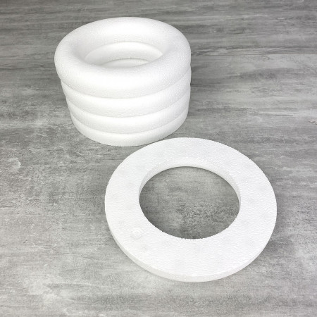 Lot de 5 Demi Anneaux de 17 cm en Polystyrène, Couronne à dos plat de 2 cm de haut