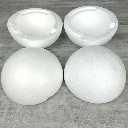 Lot de 2 boules séparables en polystyrène, avec impacts, diamètre 15 cm,  Styro blanc