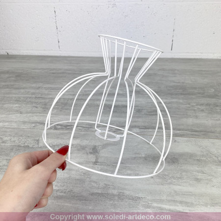 Carcasse Abat-Jour Cloche à Collerette 20 cm, Armature Dôme 10 branches en epoxy anticorrosion, pour E14